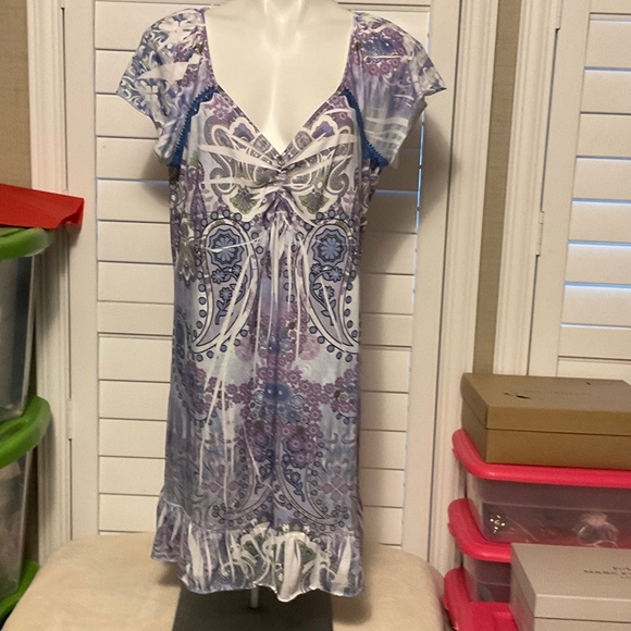 Live and Let Live Purple and White Paisley Nightgown - Picture 1 of 9